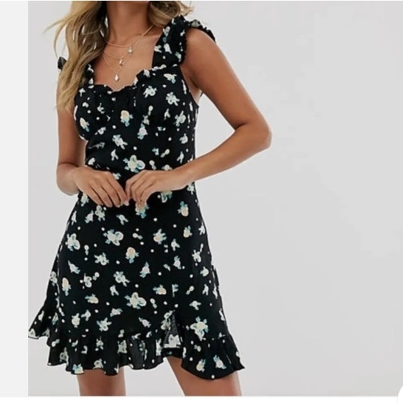 FREE PEOPLE Like A Lady Mini Dress Open Back Sundress Ruffle Sleeve Tie Back - Picture 6 of 13